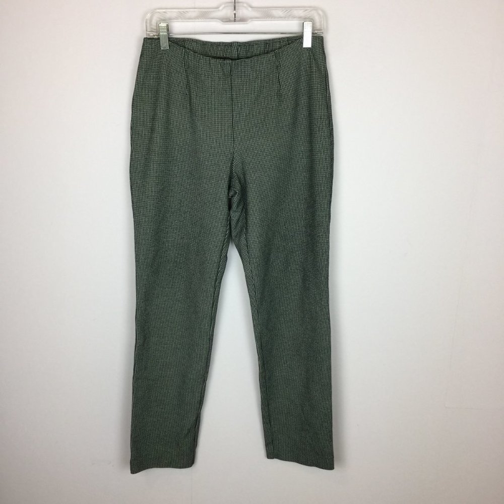 J Jill Pants Size S Womens Black White Plaid Ponte Knit Slim Leg Elastic Waist